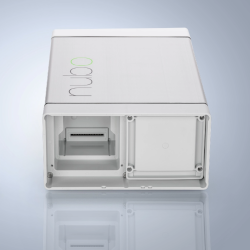 A Nubo Sphere sensor cartridge, brushed aluminum and rectangular